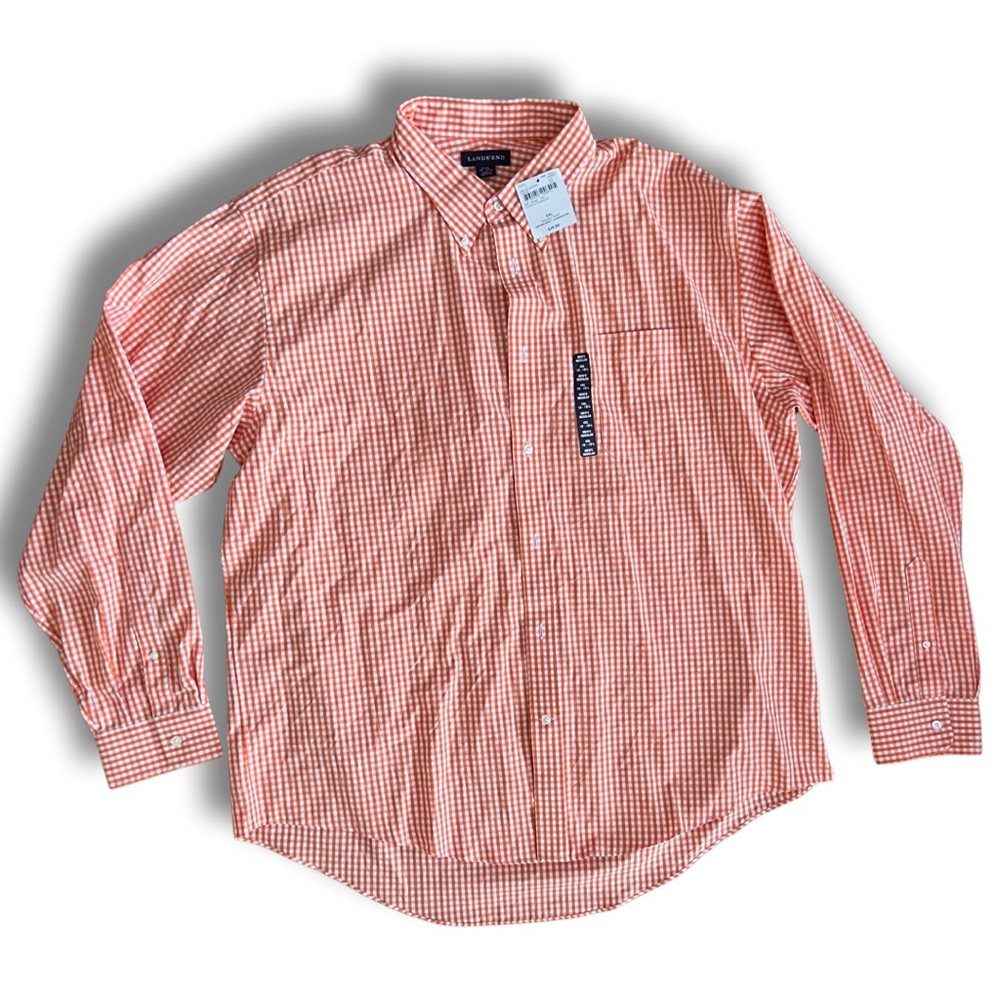 ORANGE & White - Mens Lands End Dress Shirt XXL